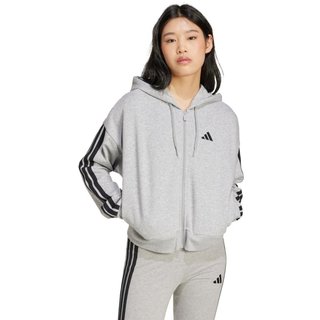 Moletinho Capuz Zíper Essentials Três Listras adidas Sportswear Cinza