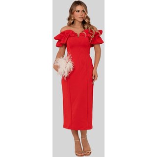 Vestido Miss e Misses Driely MD Decote V C/Babados Vermelho