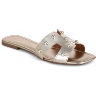 Sandália Rasteira Feminina Rasteirinha Mr Try Shoes Modelo H Leve Básica Dourado