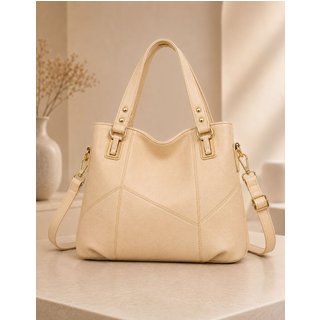 Bolsa Feminina Sacola Grande com Alça Transversal Elegante Trabalho Bege
