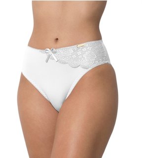 Calcinha Conforto Gabi Lingerie Calça Microfibra com Renda Lateral Cintura Alta Branco
