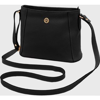 Bolsa Transversal Couro Mariart Mini Jasmim Preta