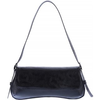 Megan - Bolsa Baguete Minimalista Preta Preto
