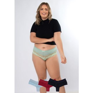 Kit 3 Calcinhas Graça Plus Size Microfibra Concept Lingerie Multicolorido