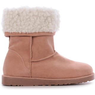 Bota Bege Forrada Com Pelos Branco Bege