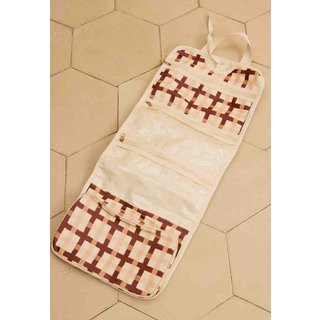 Necessaire Dobrável Divisórias Estampada Mitú Marrom