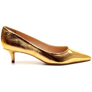 Scarpin Couro Ouro Salto Baixo Cecconello 2629001-11