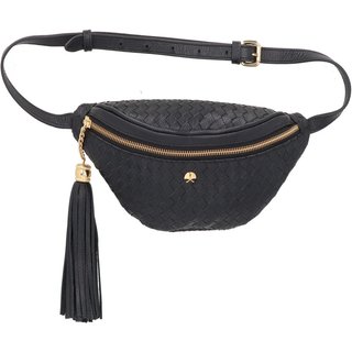 BOLSA PEQUENA EM COURO PRETO TRESSÊ COM FRANJA