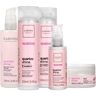 Kit Cadiveu Professional Essentials Quartzo Shine Shampoo Condicionador Máscara Pré- Shampoo e Leave-in (5 produtos)