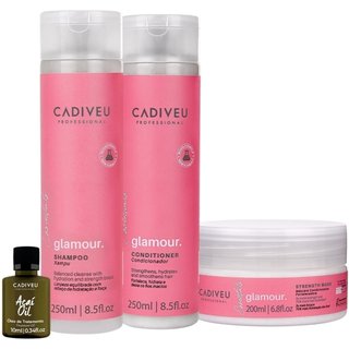Kit Cadiveu Profissional Essentials Glamour Shampoo Condicionador Máscara e Açaí Oil P (4 produtos)