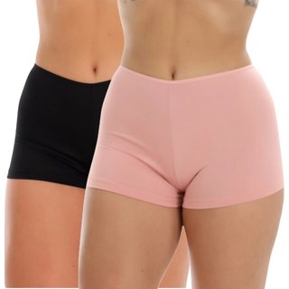 Kit 2 Short Segunda Pele Reflexo Íntimo Anágua Anti Atrito Para Usar Por Baixo Preto e Rosa