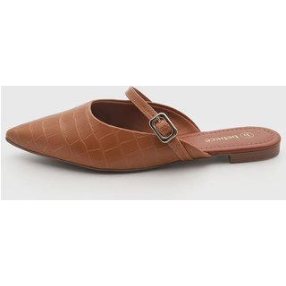 Sapatilha Feminina cê Couro Mule Bico Fino Caramelo