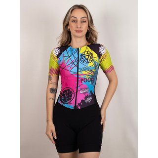 Macaquinho de Ciclismo Manga Curta Modelo Exótico Feminino Forro em Gel