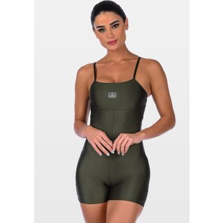 Macaquinho Curto Fitness Alça Fina Cirrê Summer Soul Sem Bojo Verde Militar