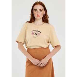 Camiseta Colcci Jeans Reta Estampada Bege