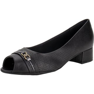 Peep Toe Feminino Salto Grosso Piccadilly 114156 0084156 Preto