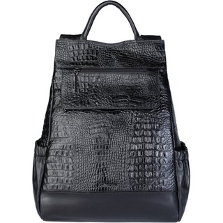 Mochila Andrea Vinci Antifurto De Couro Croco Grafite Suelen - Preto