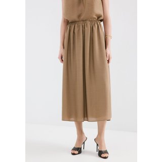Saia Feminina Mango Midi Cintura Alta Bege