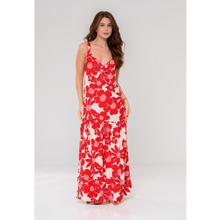 Vestido Aura Longo Valesca Floral Vermelho