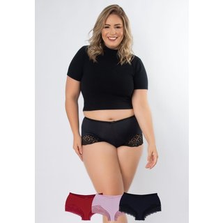Kit 3 Calcinhas Queridinha Plus Size Microfibra Concept Lingerie Multicolorido