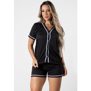Baby Doll Feminino Com Botão Amamentação De Dormir 4 Estações Preto