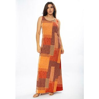 Vestido Longo Amazônia Vital Butiá Malha Regata Estampa Tramas do Sol