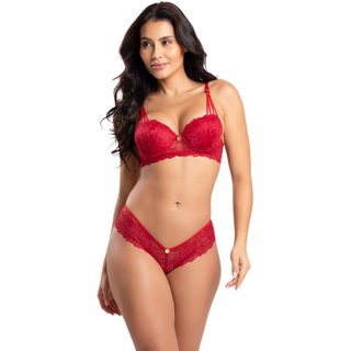Conjunto IMI Lingerie Em Renda Fio Duplo Galisteu Vermelho