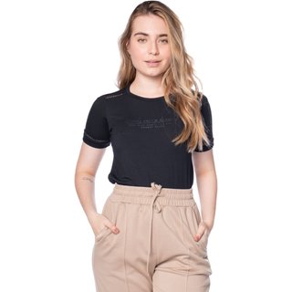 T-Shirt Feminina Olho Fatal Glitter e Bordado Preto