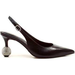 Slingback Couro Preto Salto Médio Cecconello 2855001-4