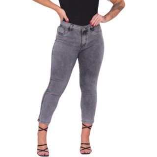 Calça Feminina Capri Preta/Jeans Grafite Alleppo Jeans