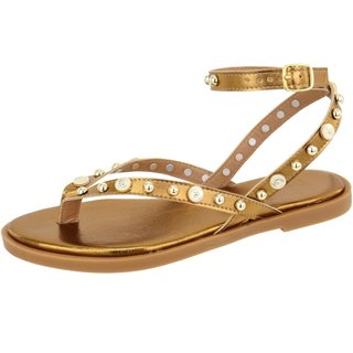 Rasteira Sandália Feminina Bolinhas Estilosa Lançamento Bronze Tellini Store