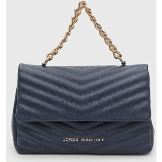 Bolsa Feminina Jorge Bischoff Chevron Azul Marinho