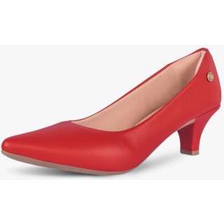 Scarpin Feminino Takata Salto Baixo Fino Clássico Casual Vermelho