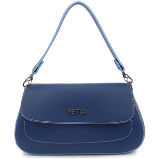 Bolsa Feminina Transversal Pequena Para Festa de Ombro e Mão Retta Oficial Azul