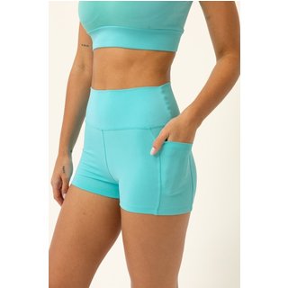 Mini Shorts Fitness com bolso Azul Piscina