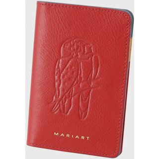 Carteira Couro Mariart Flora Vermelho Arara