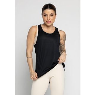 Regata WLS Modas Fitness Dry Fit Furadinha Feminina Lisa Preto
