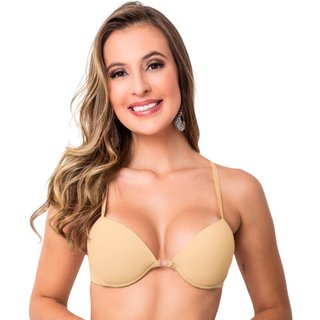 Sutiã Nadador Gabi Lingerie Com Bojo Microfibra Alças Reguláveis Fecho Frontal Reforçado Soutien Confortavel Bege
