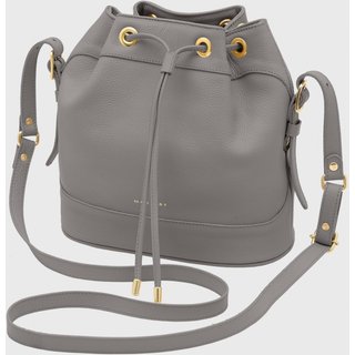 Bolsa Bucket Transversal Couro Mariart Chia Cinza