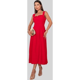 Vestido Miss e Misses Rochele Midi C/Alca Larga Vermelho