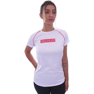 Camiseta Feminina Dryfit Raglan Manga Curta Proteção Solar UV 50 Academia Verão Adulto Esporte Mechler Branco