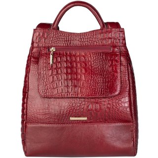 Mochila Andrea Vinci Pequena Antifurto Couro Croco Susan - Vermelho