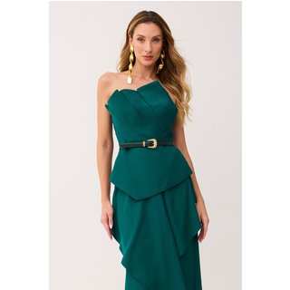 Blusa Estruturada Lisa Com Pregas Verde Jade Charry