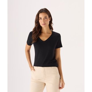 Blusa Decote V Feminina Preta