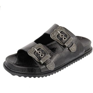 Papete Rasteira Feminina Paula B Com Fivela Estilo Retro Palmilha Confort Preto