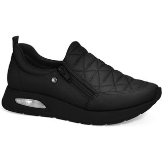 Tênis Feminino Comfortflex Preto Zíper Matelassê 2548405-6