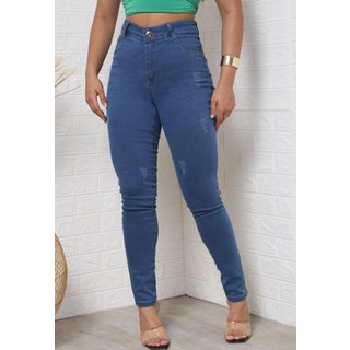 Calça Jeans Feminina Skinny Linha Comfortavel Azul Com Detalhes Puidos -INSIDE JEANS