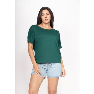 Blusa CabanaFree Básica Morcego Malha Gola Canoa Manga Curta Verde