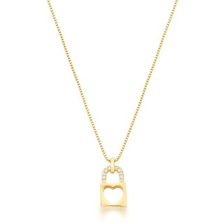Infantil - Colar com Pingente Cadeado Coração Semijoia Banhada a Ouro 18k Ania Store