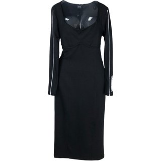 Vestido Midi Ajustado com Detalhe na Manga Colcci Branco/Preto